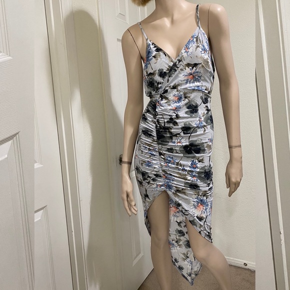 Rhapsodielle Asymmetrical Floral Surplice Dress M - Picture 2 of 14